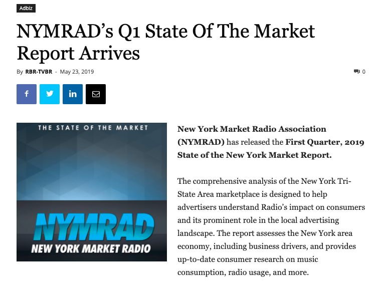NYMRAD’s Q1 State Of The Market Report Arrives – NYMRAD