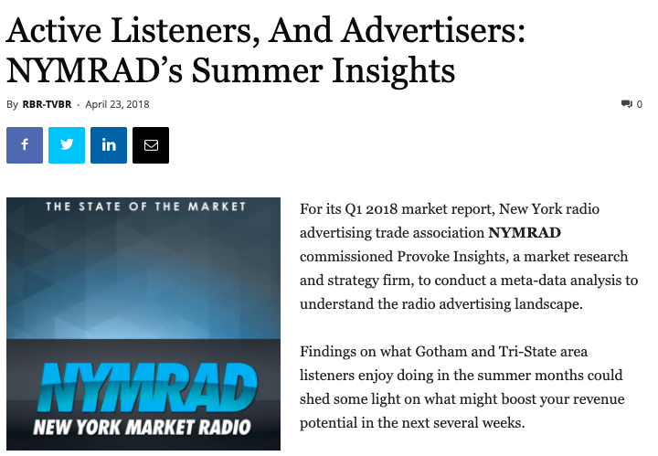 Active Listeners, And Advertisers: NYMRAD’s Summer Insights  – NYMRAD