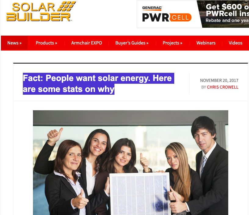 Fact: People want solar energy. Here are some stats on why – Solar Builder