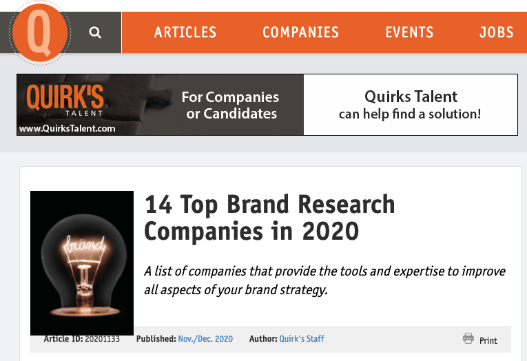 14 Top Brand Research Companies in 2020 – Quirk’s Media