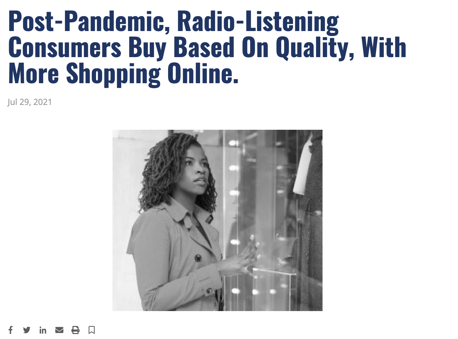 Post-Pandemic, Radio-Listening Consumers Buy Based on Quality – InsideRadio